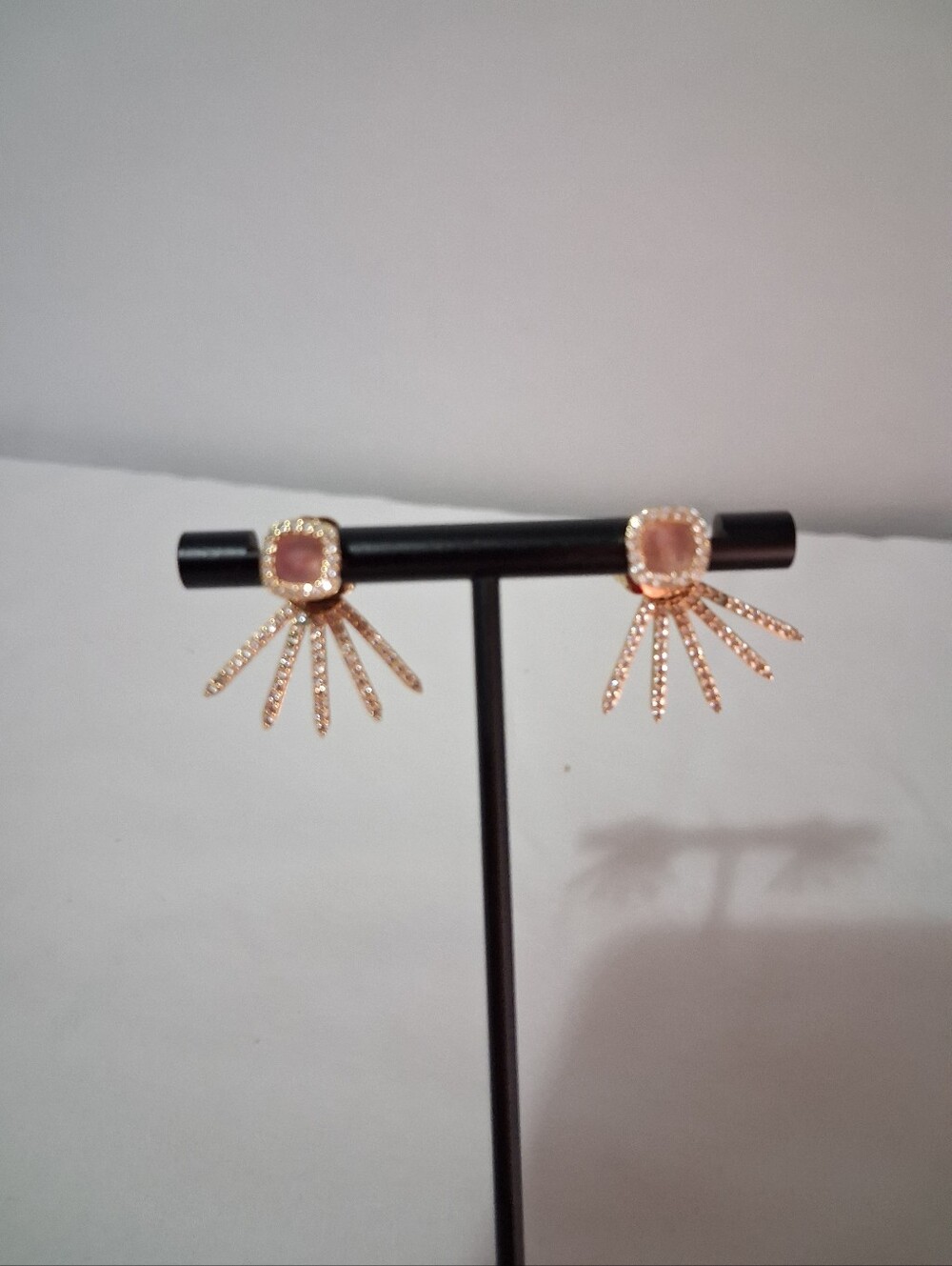 Melanie Auld Sunburst Gold Tone Peachy Center Stone Crystal Ear Jackets